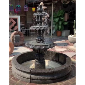 FUENTE DE CANTERA NEGRA 1.8O ALTO CON 3 PLATOS Y BROCAL